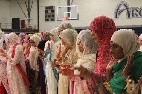 Muslim women offering Eid-Al Adha prayers